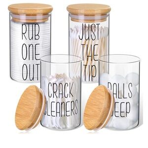 NWT Set of Four Glass Storage Jars with Wooden Lids
